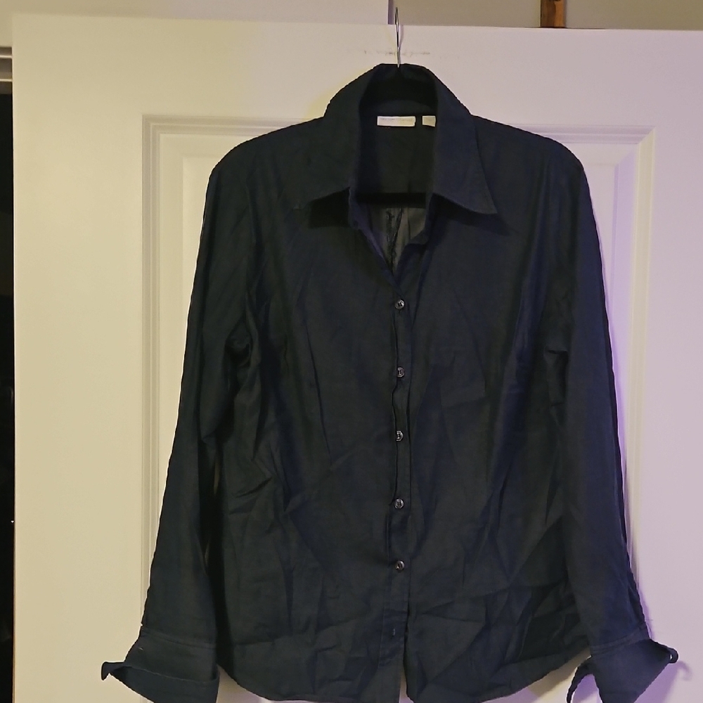 New York & Company Dark Blue Stretch Top